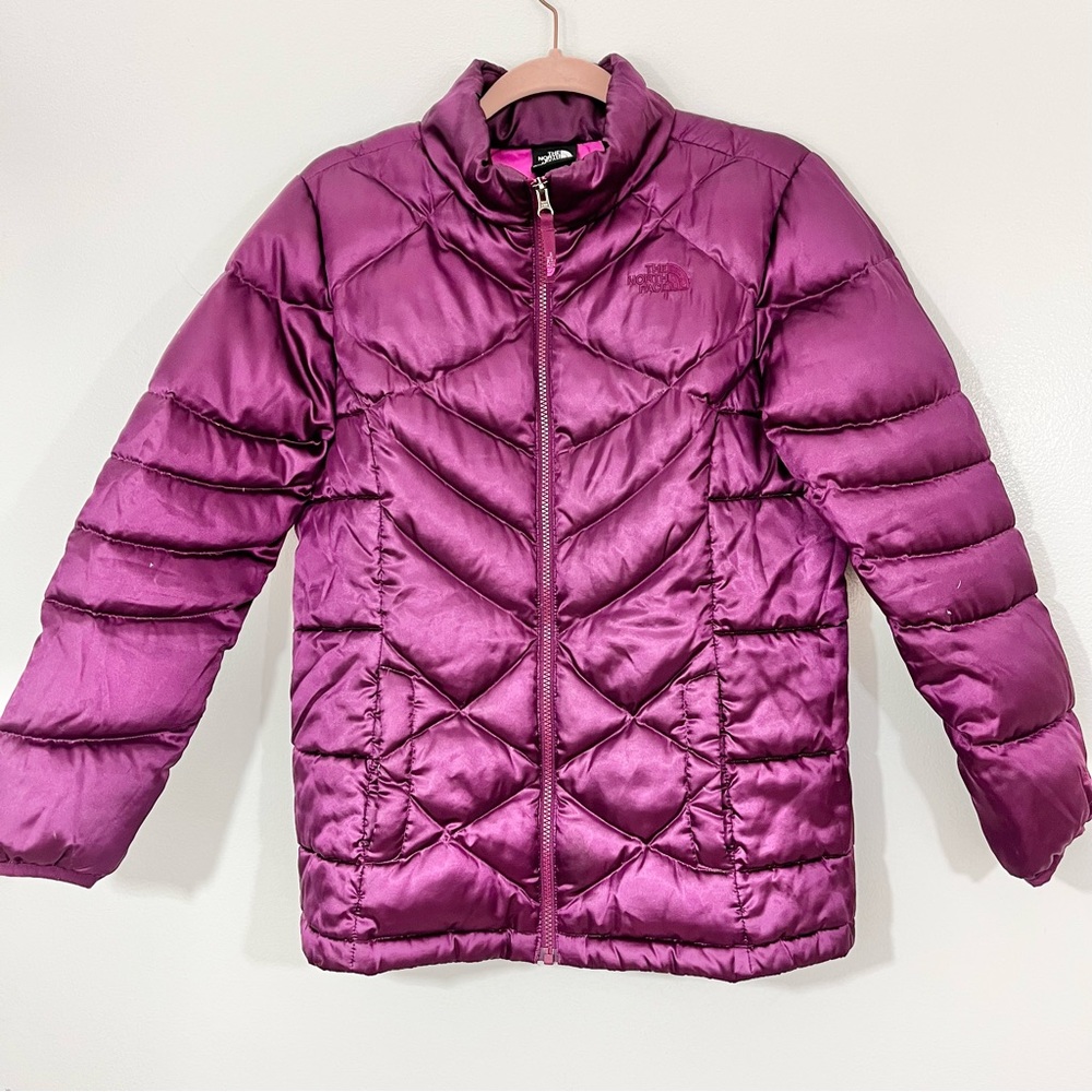THE NORTH FACE Girls Pink Magenta 550 Down Fill Full Zip Puffer Jacket XL
